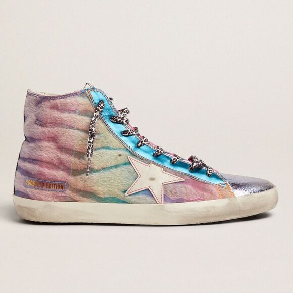 Golden Goose Pink Tye Die Ponyhair High Top Sneakers EU 41/ US 11 Pride - Picture 1 of 13